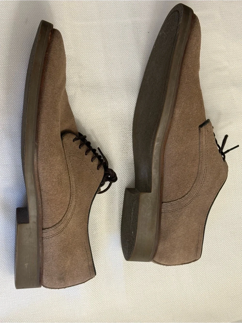 Nordstrom Men’s Shop 9.5M Taupe Brown Suede Derby Oxford Dress Shoes Made Brazil